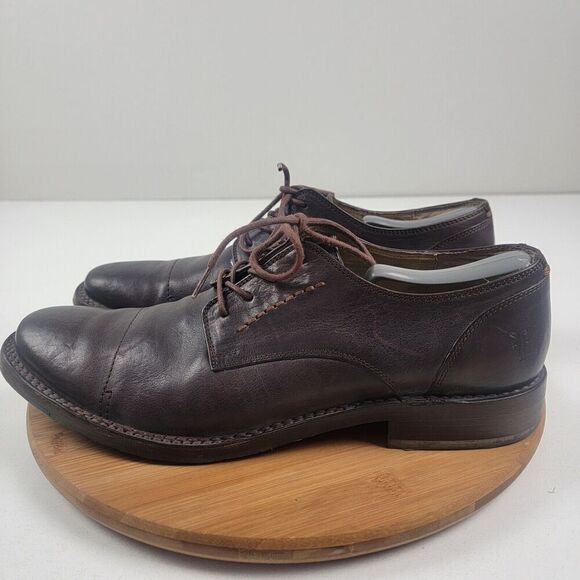 Frye Brown Leather Dress Shoes Cap Toe Oxford Derby Lace Up Men's Size 12 - Picture 2 of 16